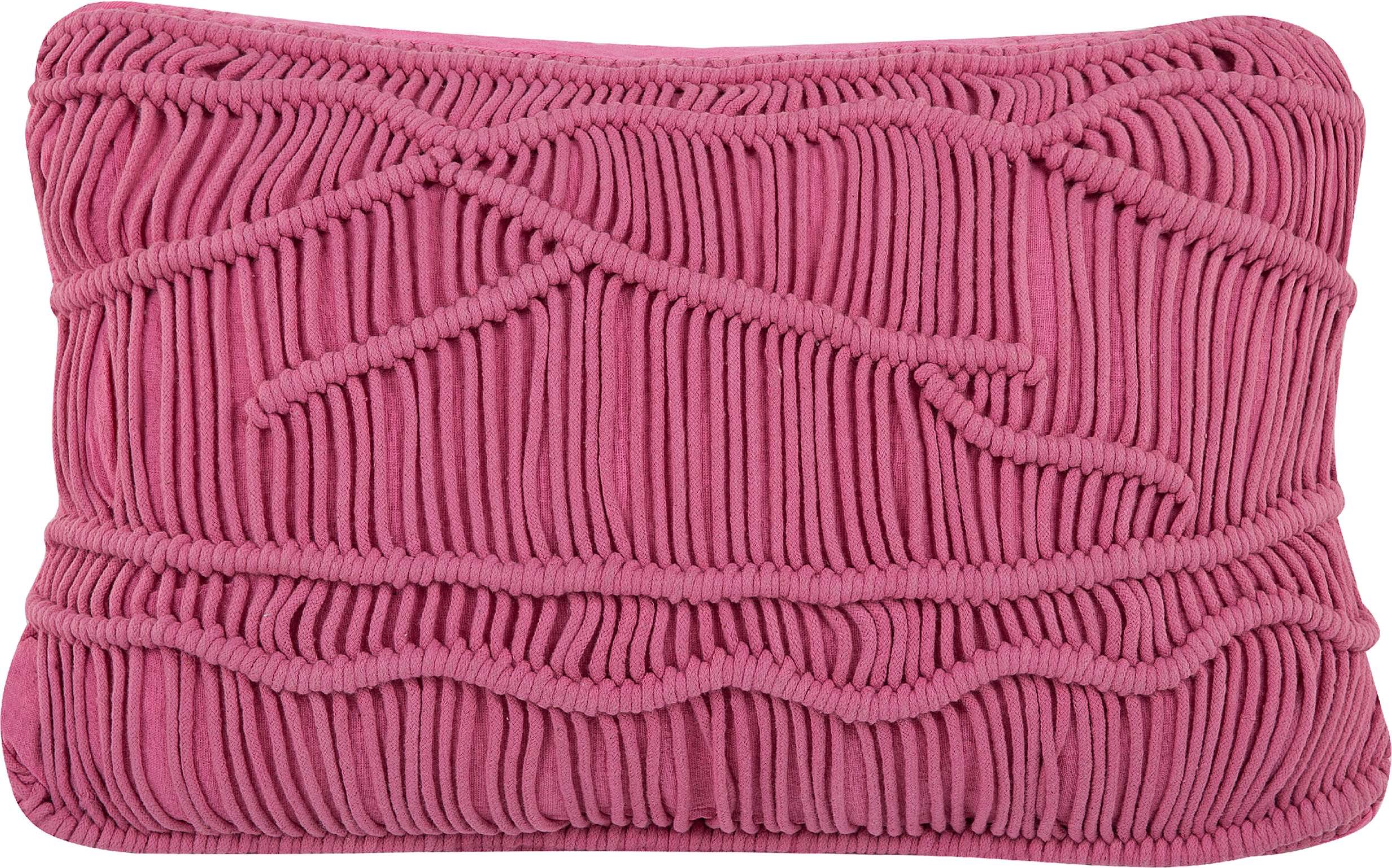 Beliani Decorative Cushion Pink Cotton Macramé 30 x 50 cm Rope Boho Retro Decor Accessories