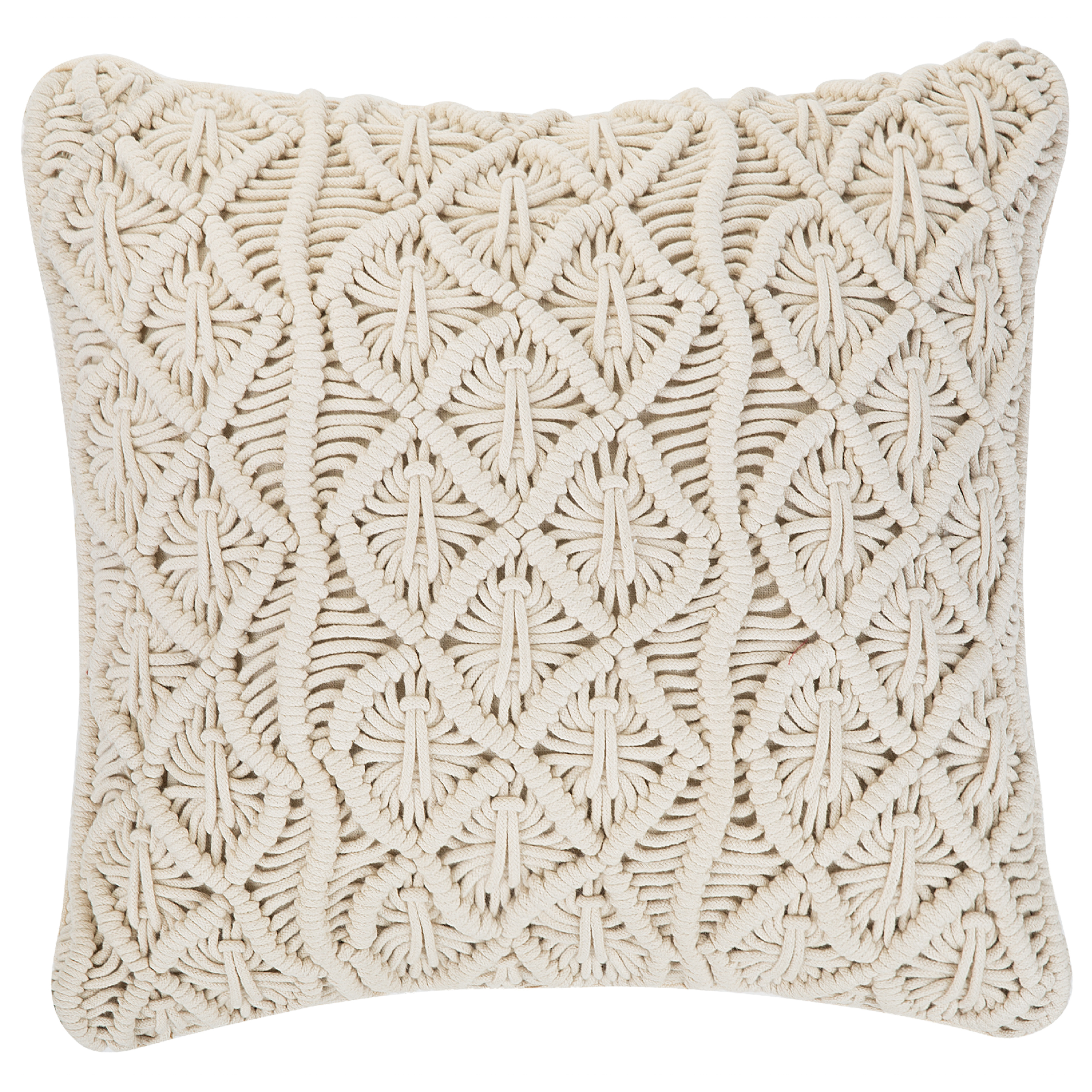 Beliani Decorative Cushion Beige Cotton Macramé 40 x 45 cm Rope Boho Retro Decor Accessories