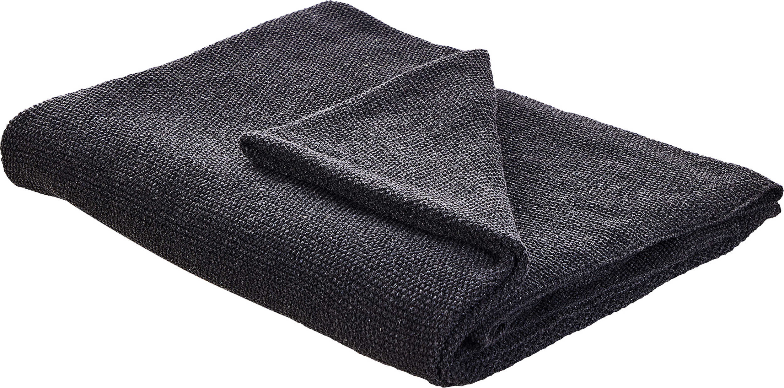 Beliani Blanket Dark Grey Cotton 130 x 180 cm Bed Throw Cross Catch Stitch Oversized