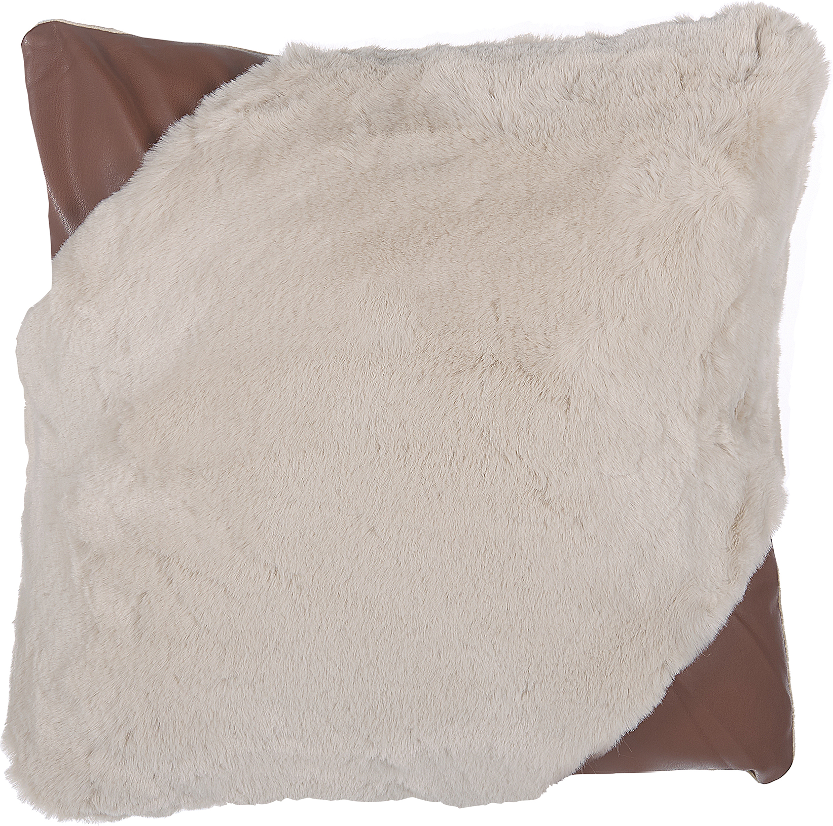 Beliani Decorative Cushion Beige Faux Fur Shaggy 42 x 42 cm Double Sided Decor Accessories