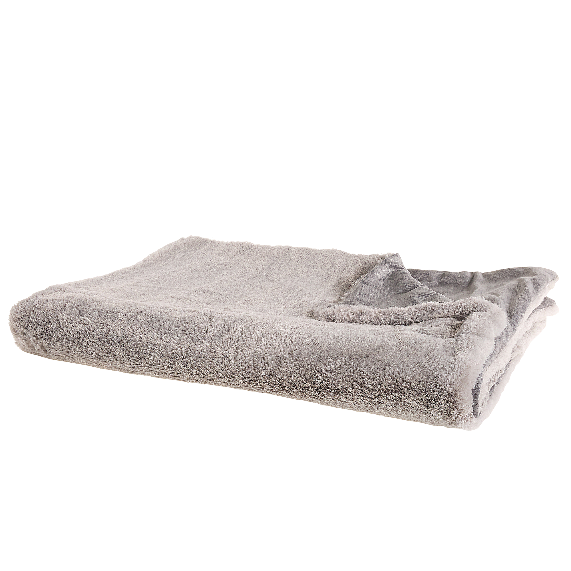 Beliani Blanket Grey Polyester Fabric 150 x 200 cm Living Room Throw Fluffy Decoration Modern Design