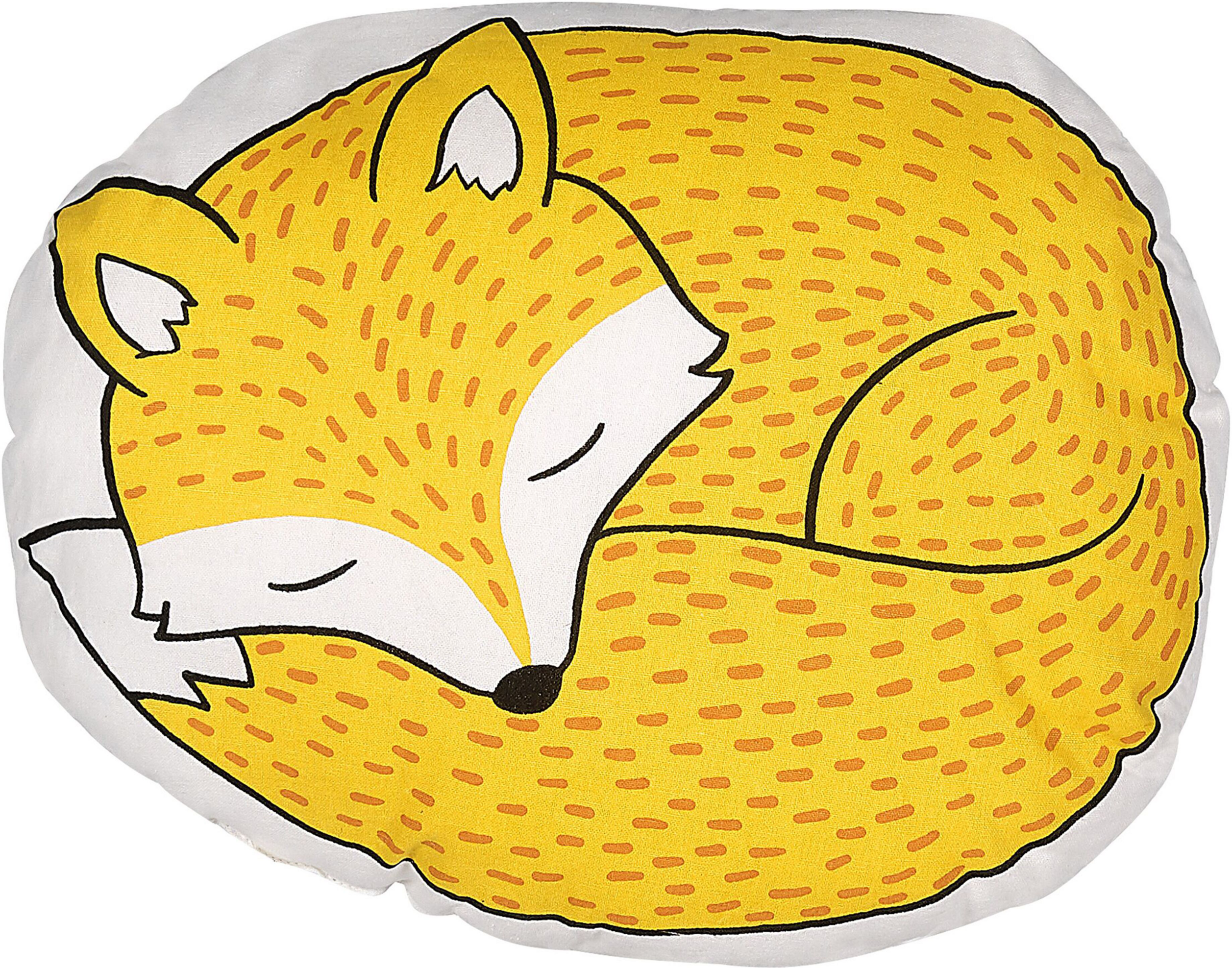 Beliani Kids Cushion Yellow Fabric Fox Shaped Pillow with Filling Soft Childrens' Toy