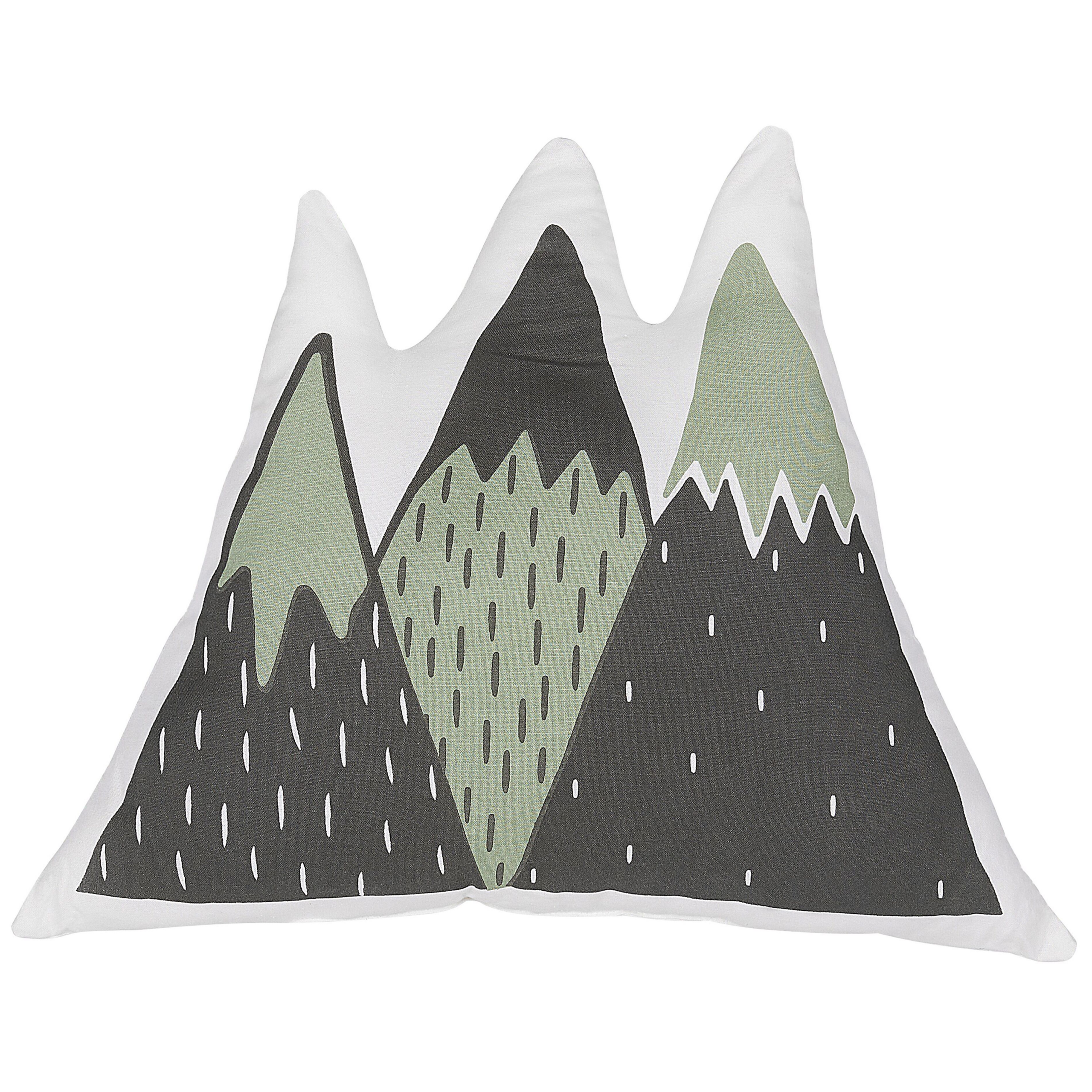 Beliani Kids Cushion Green and Black Fabric Mountains Shaped Pillow with Filling Soft Childrens' Toy