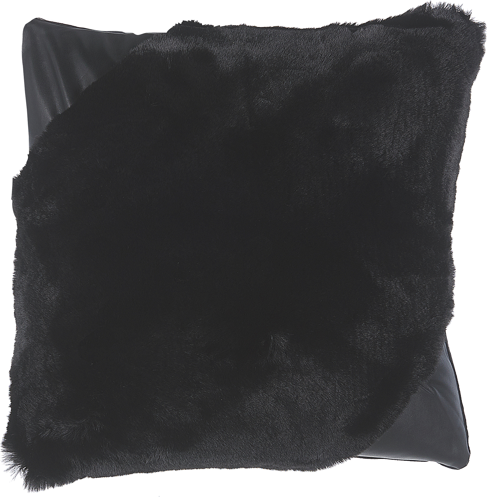 Beliani Decorative Cushion Black Faux Fur Shaggy 42 x 42 cm Double Sided Decor Accessories