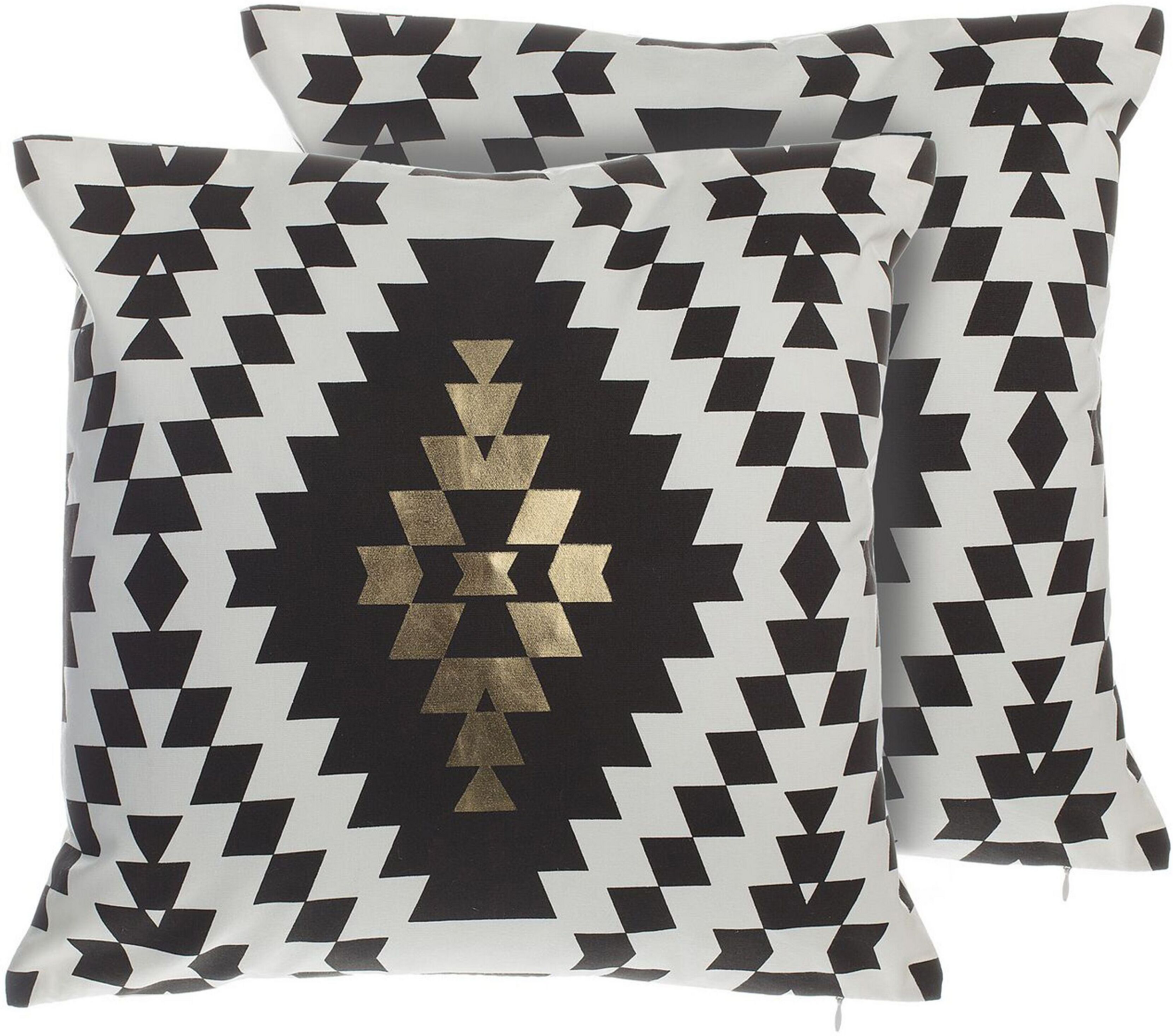 Beliani Set of 2 Decorative Cushions Black and White Cotton Diamond Pattern 45 x 45 cm Geometric Print Glamour Modern Decor Accessories