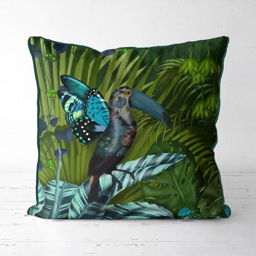 Bloomsbury Market Sophronia Fantasy Toucan Cotton Cushion Cover Bloomsbury Market Size: 60 x 60cm  - Size: 50cm H x 50cm W