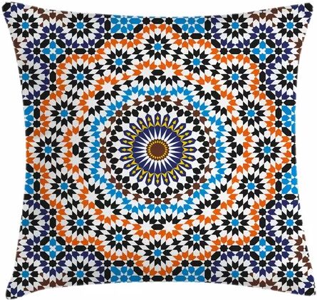 Ebern Designs Rothe Vintage Moroccan Ceramic Tile Outdoor Cushion Cover Ebern Designs  - Size: 91 cm H x 61 cm W x 4 cm D