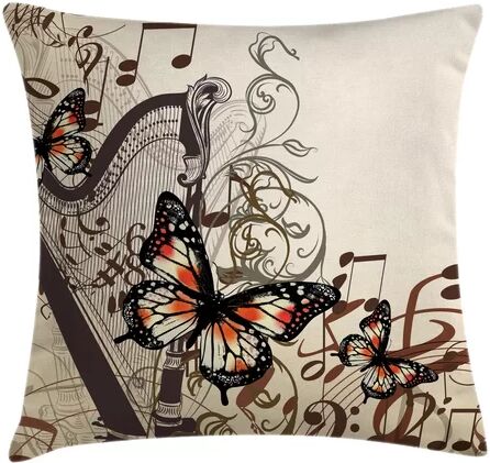 Ebern Designs Shaan Butterflies Harp Ornament Butterfly Outdoor Cushion Cover Ebern Designs Size: 60cm H x 60cm W  - Size: 1981mm H x 686mm W x 44mm D