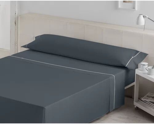 Ebern Designs Adelaide Cotton Blend Percale Sheet Set Ebern Designs Size: Kingsize (5'), Colour: Dark Grey  - Size: European Single (90 x 200 cm)