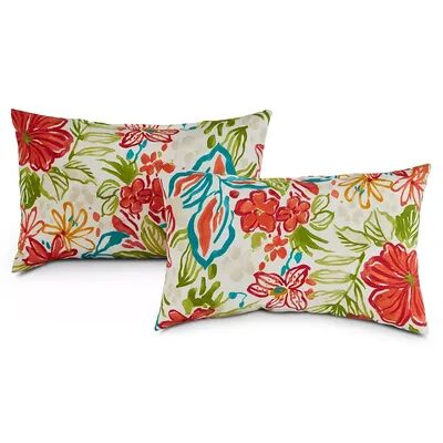 Greendale Home Fashions Outdoor 2-pack Oblong Throw Pillow Set, Brt Red, 19X12