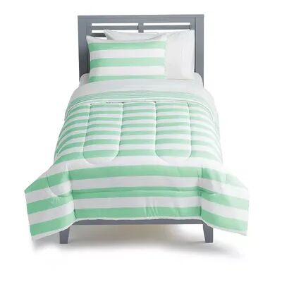 The Big One Rugby Stripe Comforter Set and Shams, Lt Green, Twin
