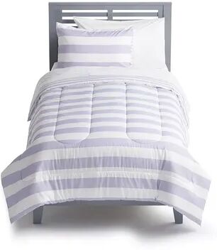 The Big One Rugby Stripe Comforter Set and Shams, Purple, Twin