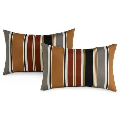Greendale Home Fashions Outdoor 2-pack Oblong Throw Pillow Set, Brown, 19X12