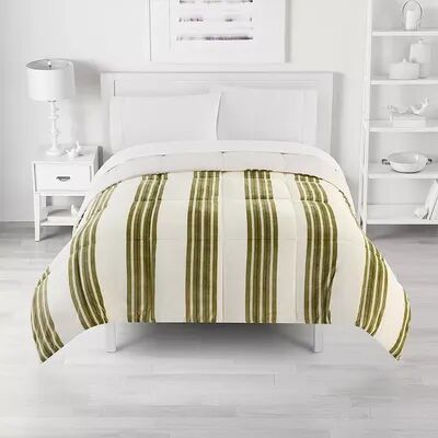 The Big One Plush Reversible Comforter, Green, Full/Queen