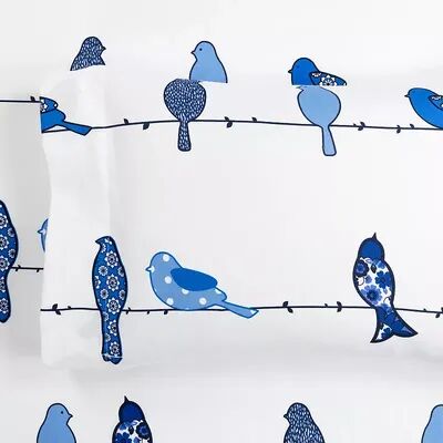 Lush Decor Rowley Birds Soft Sheet Set with Pillowcases, Blue, Queen