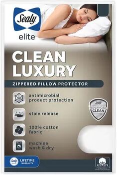 Sealy Luxury Stain-Release Pillow Protector, White, QN COVER