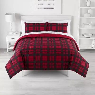 The Big One Plaid Reversible Comforter Set with Sheets, Red, Queen