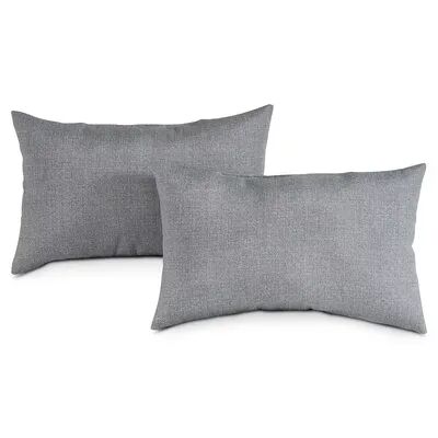 Greendale Home Fashions Outdoor 2-pack Oblong Throw Pillow Set, Light Grey, 19X12