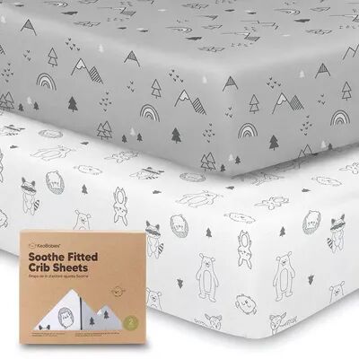 KeaBabies 2pk Jersey Fitted Crib Sheets, Soft & Breathable Baby Crib Sheet, Fits Standard Nursery Crib Mattresses, Woodland