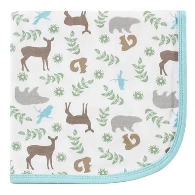 Touched by Nature Baby Organic Cotton Swaddle, Receiving and Multi-purpose Blanket, Forest, One Size, Grey
