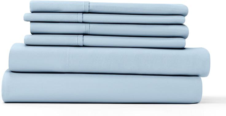 Home Collection Solid Bed Sheet Sets - 6 Pieces  Full  Blue