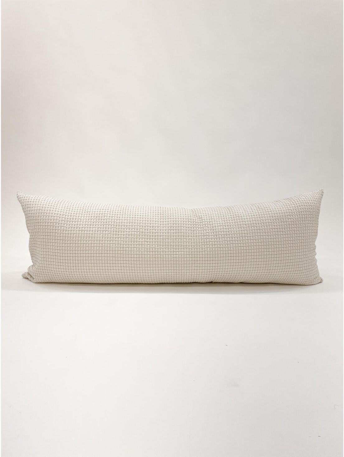 Anaya Home Body Pillow 20x54 Down Alternative Ivory & Taupe Cotton Waffle Weave - White