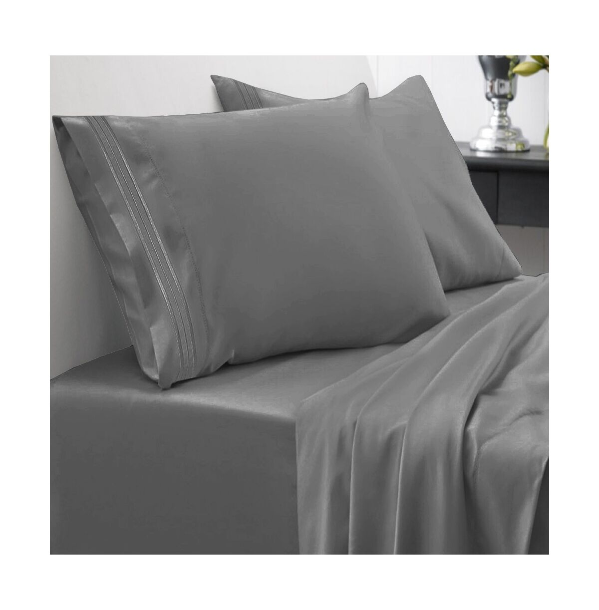 Sweet Home Collection Microfiber Queen 4-Pc Sheet Set - Gray