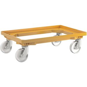 eurokraft basic Profi-Fahrgestell, 600 x 400 mm, 4 Lenkrollen aus Polypropylen, gelb