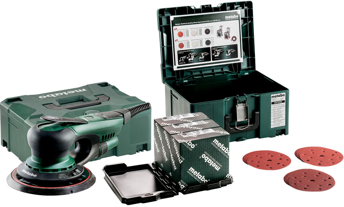 Metabo 691037000 SXE 150-2.5 BL SET Exzenterschleifer 150 mm in Metaloc + 150 haftschleifblätter