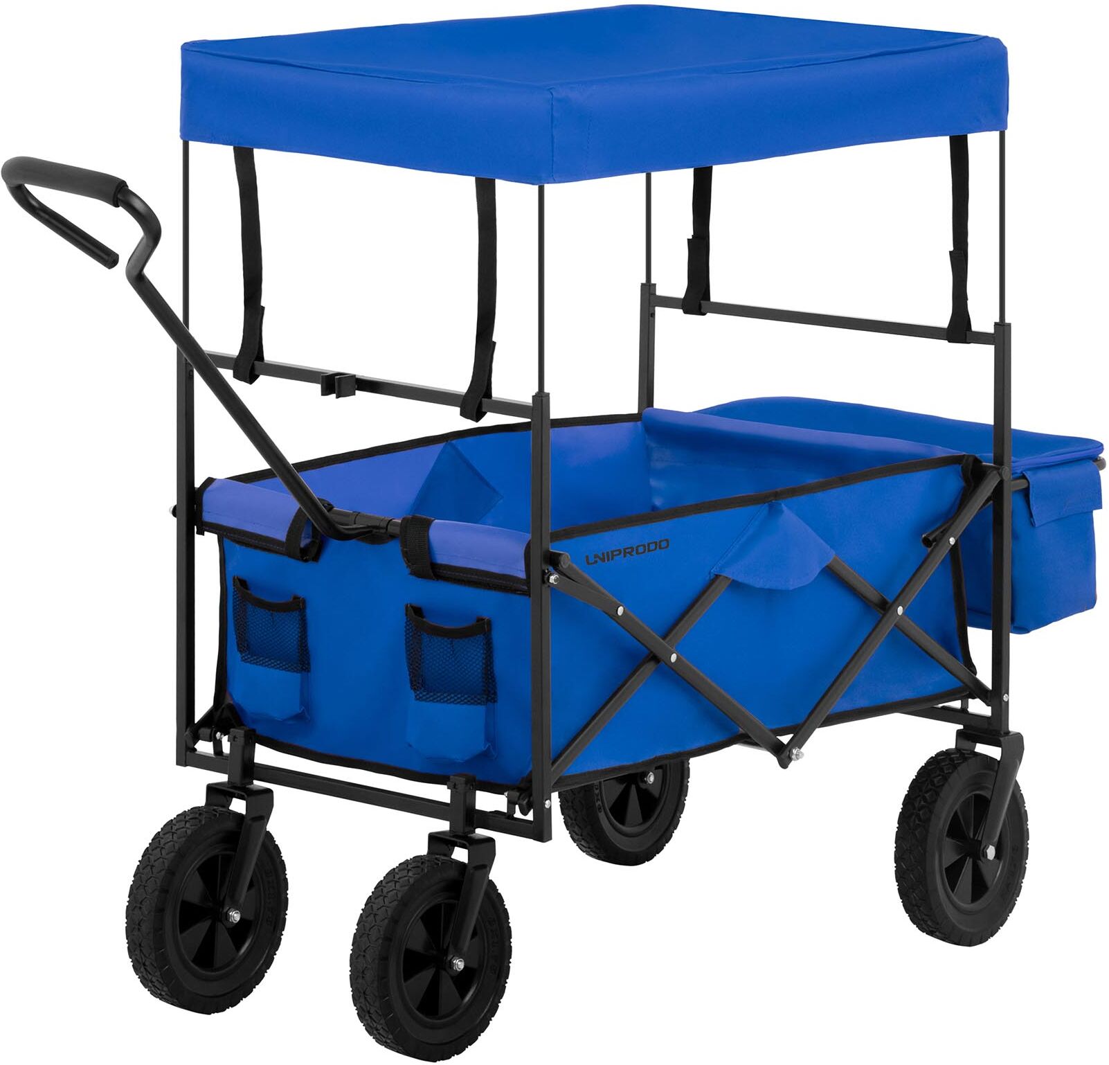 Uniprodo Skládací vozík se stříškou - modrý - 100kg UNI_CART_02