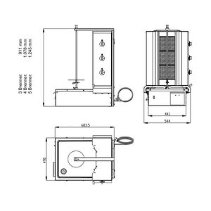 GMG Gastro Dönergrill / Gyrosgrill ECO 3 Brenner mit Motor unten, Erdgas