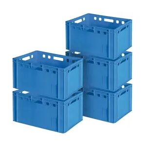 5x Fleischkasten E3, 600 x 400 x 300 mm, lebensmittelecht, blau