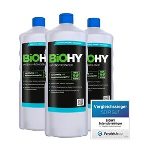 BiOHY Intensivreiniger Universal (3x1l Flasche)   Hochleistungs-INDUSTRIEREINIGER   Grundreiniger ideal für Hochdruckreiniger, schaumarm