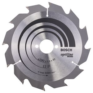 Bosch Rundsavsklinge 190x2,6x30mm 12t Optiline - 2608641187