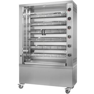 GGM Gastro - Grill a poulet electrique - 28,8kW - avec 6 broches pour jusqu'a 36 poulets Argent