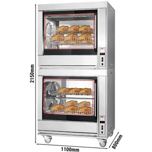 GGM Gastro - Grill electrique rotatif pour poulets - 20kW - avec 14 paniers rotatifs pour jusqu'a 84 poulets Argent