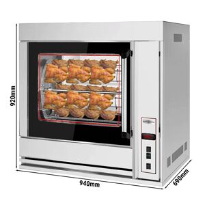 GGM Gastro - Grill a poulet electrique rotatif - 6,9kW - avec 4 broches pour jusqu'a 20 poulets Argent