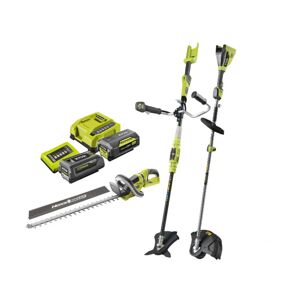 Ryobi - Pack 36V Débroussailleuse - Taille-haies - Coupe bordures - 2 Batteries 4,0Ah - 2 Chargeurs - Publicité