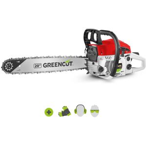 Tronconneuse 62cc 3,8cv moteur à essence 2 temps, épée de 20 pouces, 76 dents, guidon ergonomique Greencut GS620X - Publicité