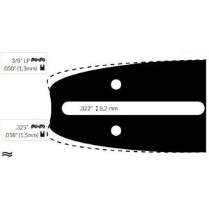 Guide Chaine Tronçonneuse Cub Cadet 40cm 3/8 Lp .050 (1,3mm).