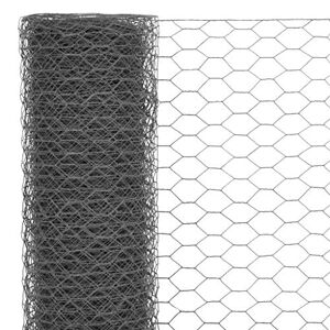 Festnight Grillage Polyvalent Acier avec Revêtement en PVC 25 x 1,5 m Hexagonal Gris - Publicité