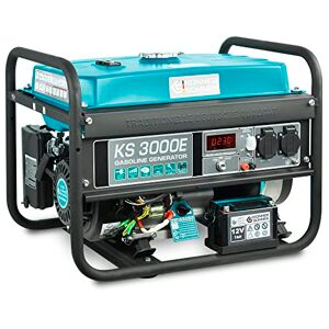 K&S Könner&Söhnen Groupe électrogène à essence KS 3000E d'une puissance maximale de 3000 W, 2x16A Schuko (230 V), moteur EURO-V, démarrage manuel/électrique, (AVR), affichage LED, enroulement 100% cuivre. Publicité