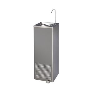 COSMETAL Fontaine Refrigeree Reseau Detente Directe Avec Banc De Glace - Debit 30L/H - 1 Sortie Col De Cygne - Tole Inox - Pedale RIVER-IB-30-I-P