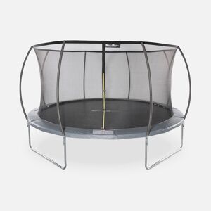 sweeek Trampoline rond Ø 430cm gris avec filet de protection interieur - Venus Inner ? Nouveau modele - trampoline de jardin 4.30m 430 cm  Design   Qualite PRO.   Normes EU. - Gris