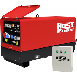 MOSA GE SX 18000 KDT - Groupe électrogène insonorisé 14.4 kW triphasé diesel - Kohler-Lombardini KDW1003 - Boîtier ATS inclus