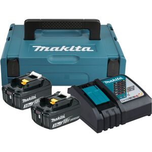 Makita 19795 Pack Énergie 18 V Li-Ion (2 batteries+1 chargeur simple) avec coffret MAKPAC