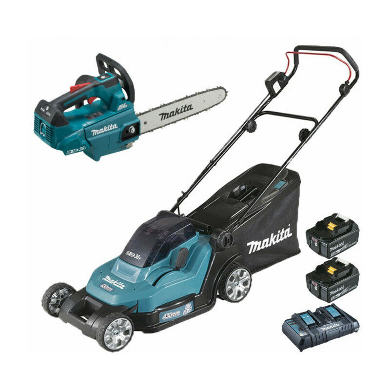 MAKITA Pack Makita Jardin 36V: tondeuse 43cm DLM432 + tronçonneuse élagage