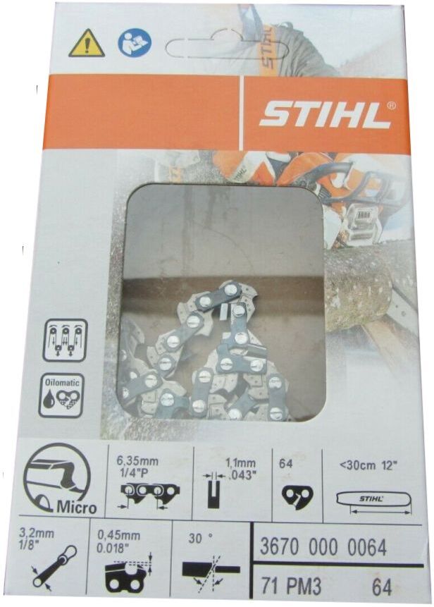 STIHL 3670 000 0064 CHAINE Picco Micro 3 STIHL 1/4P - 1,1mm 64 Entraineurs TROCONNEUSE 0795711690953 CHAINSAW 71 PM3 64 BRICOLAGE DECOUPE COUPE BOIS MENUISERIE COMASOUND KARTEL CSK ONLINE