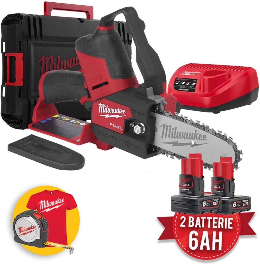 Milwaukee M12 FHS-602X - Sega seghetto per potatura a batteria Fuel, 2 batterie da 6Ah in valigetta