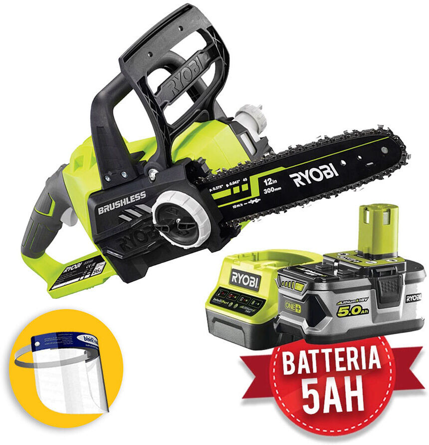 Ryobi RCS18X3050F - Elettrosega a batteria e motore Brushless ONE+ 18V 1x5.0Ah